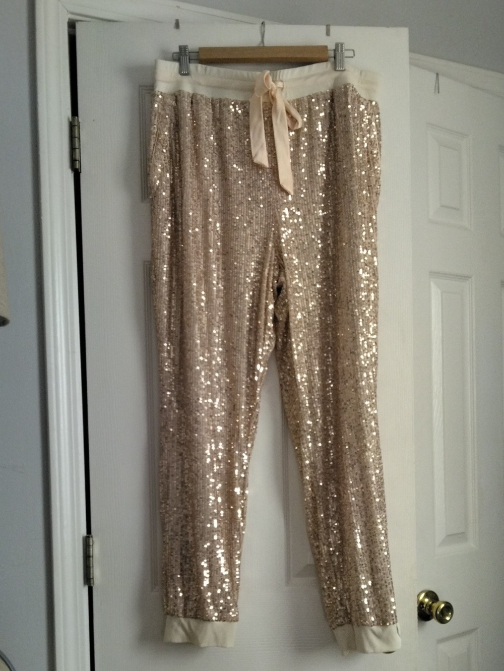 The Limited Sequined Lounge Joggers - Champagne And Rose Gold